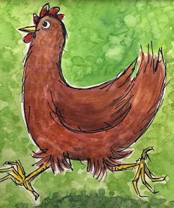 Watercolour & Acrylic painting of chicken