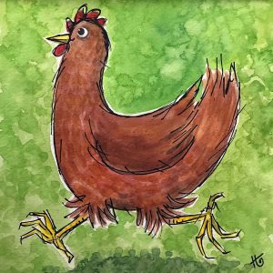 Watercolour & Acrylic painting of chicken