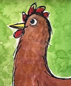 Watercolour & Acrylic painting of chicken