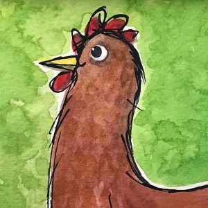 Watercolour & Acrylic painting of chicken