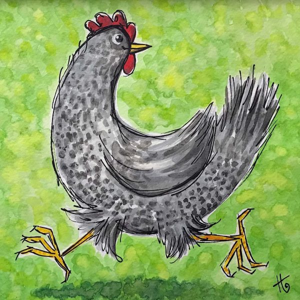 Watercolour & Acrylic painting of chicken