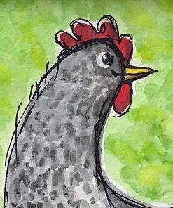Watercolour & Acrylic painting of chicken
