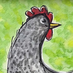 Watercolour & Acrylic painting of chicken