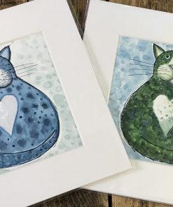 Blue cat and green cat