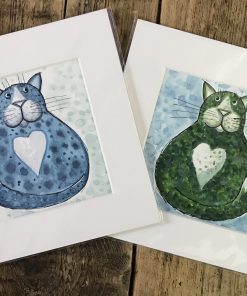 Blue cat and green cat